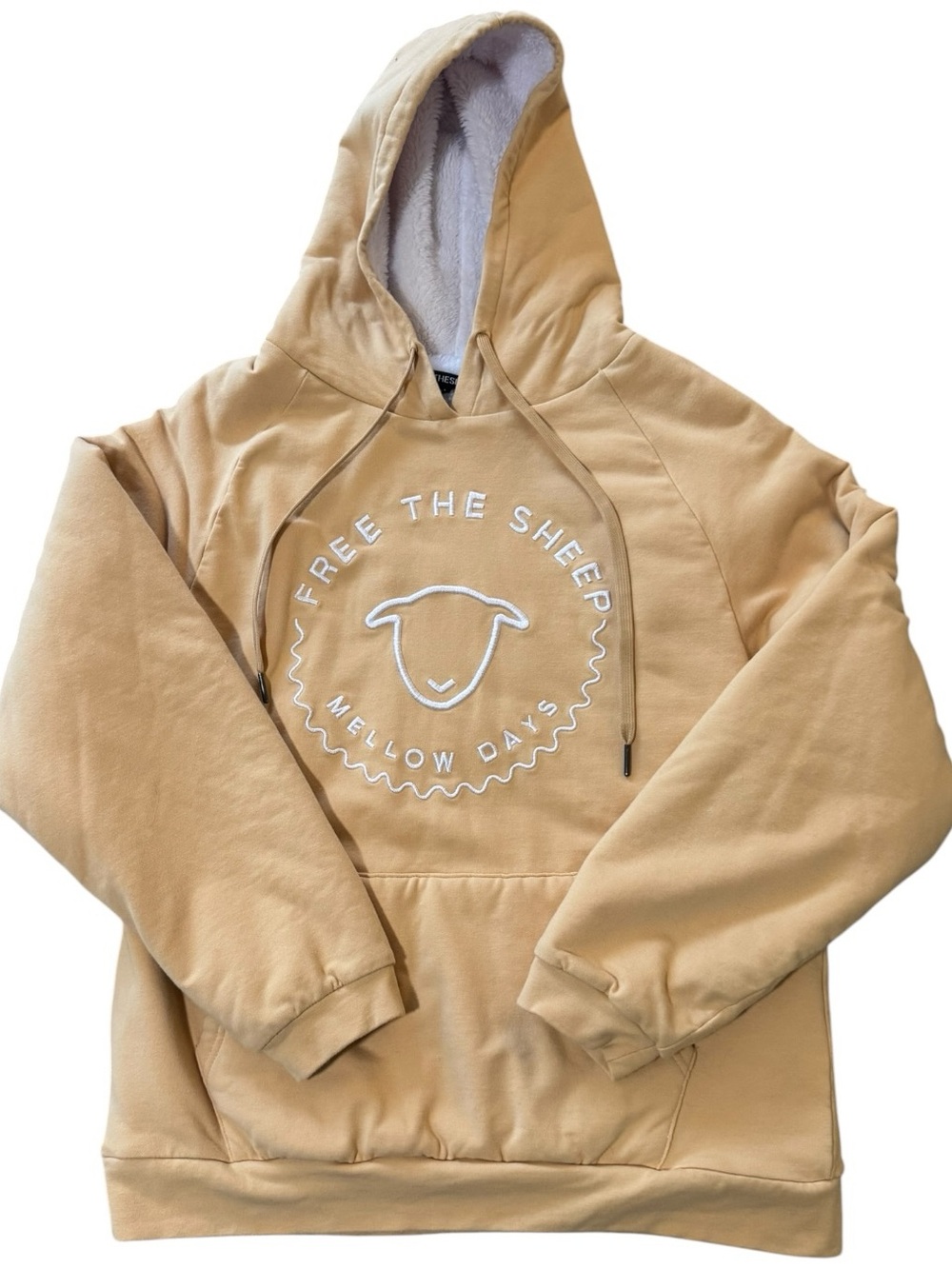 Free The Sheep Mellow Days Butter Yellow Sherpa Lined Hoodie Small